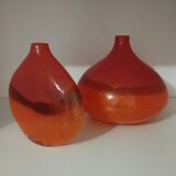Pair or 2 glass paste vases from the 80s vintage.