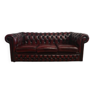 Canapé chesterfield cuir bordeaux style anglais