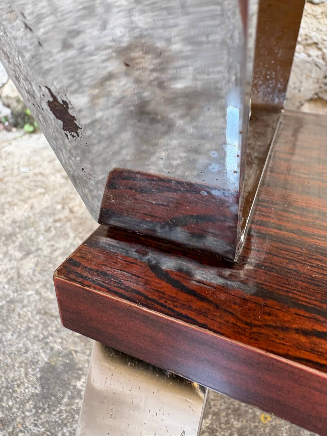 Vintage 1970s ceramic tile coffee table with chrome legs.