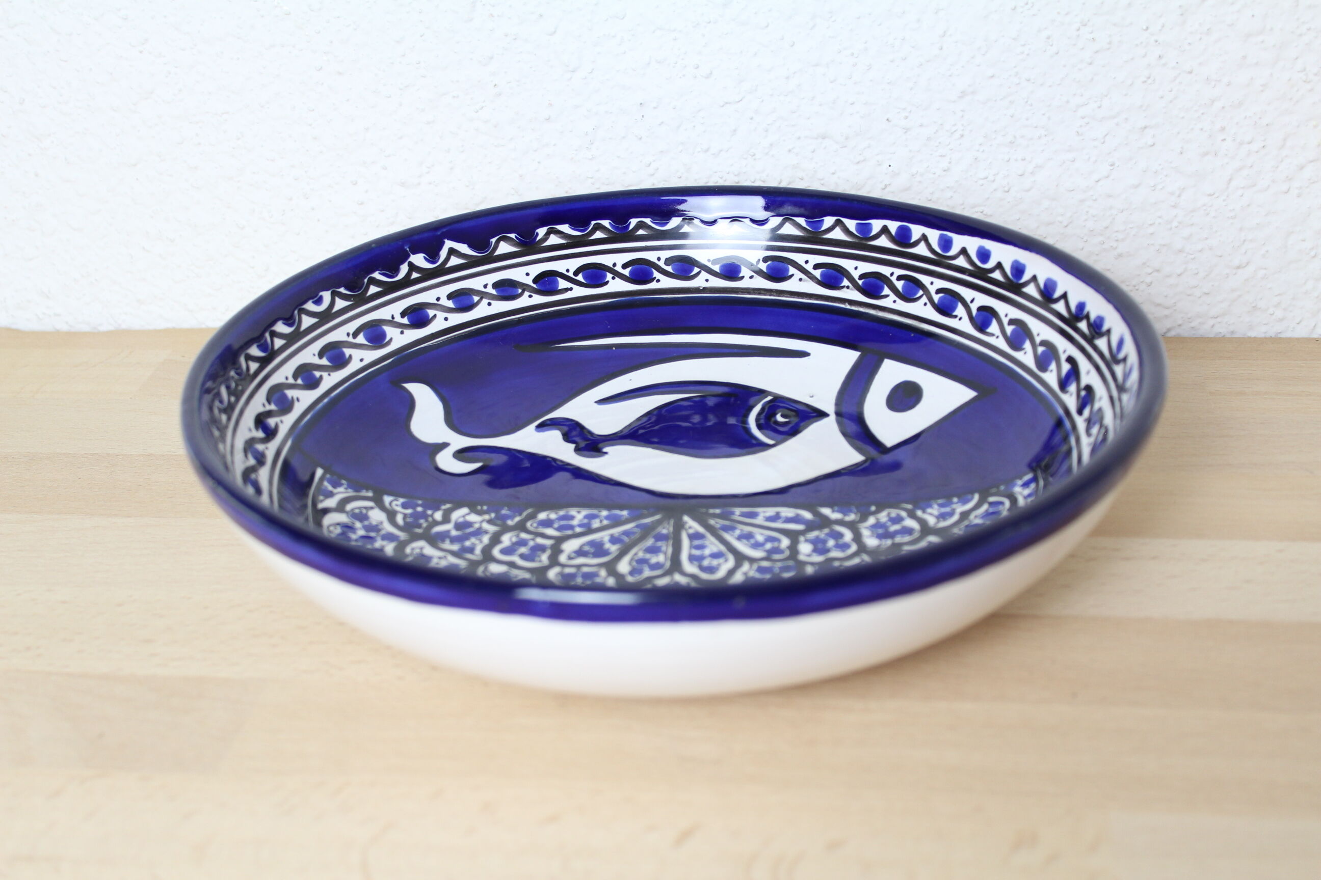 Cut or empty pocket ceramic fish, blue