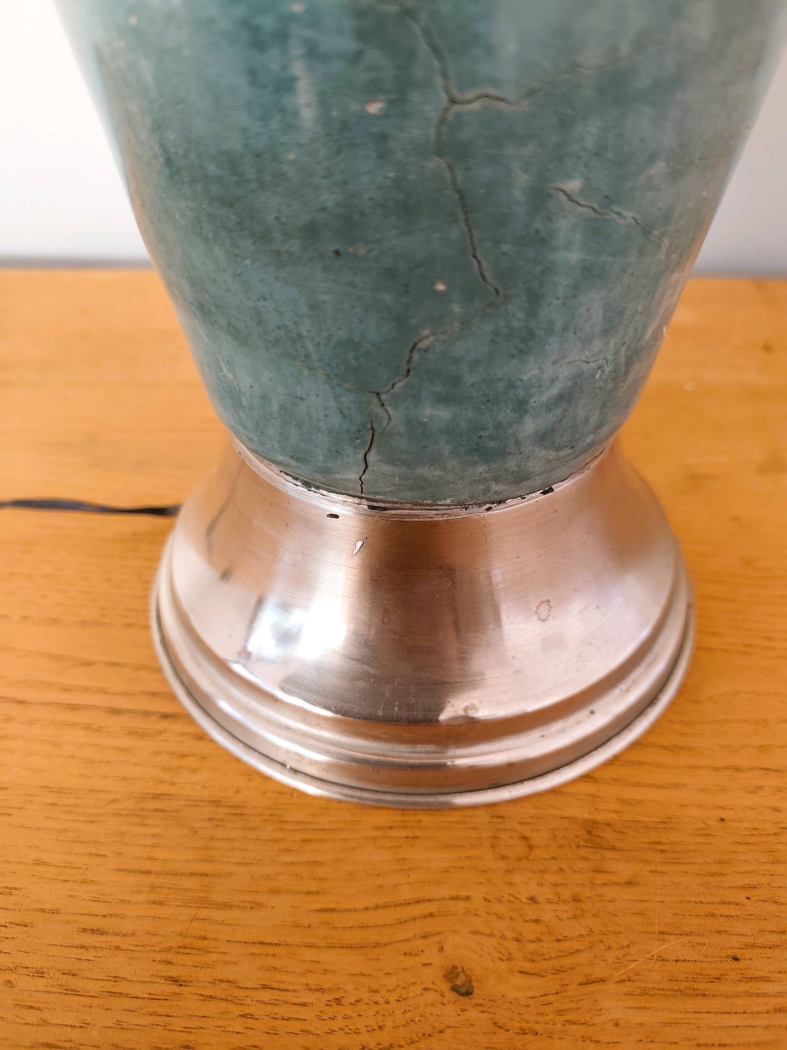 Lampe à poser bleu turquoise et laiton