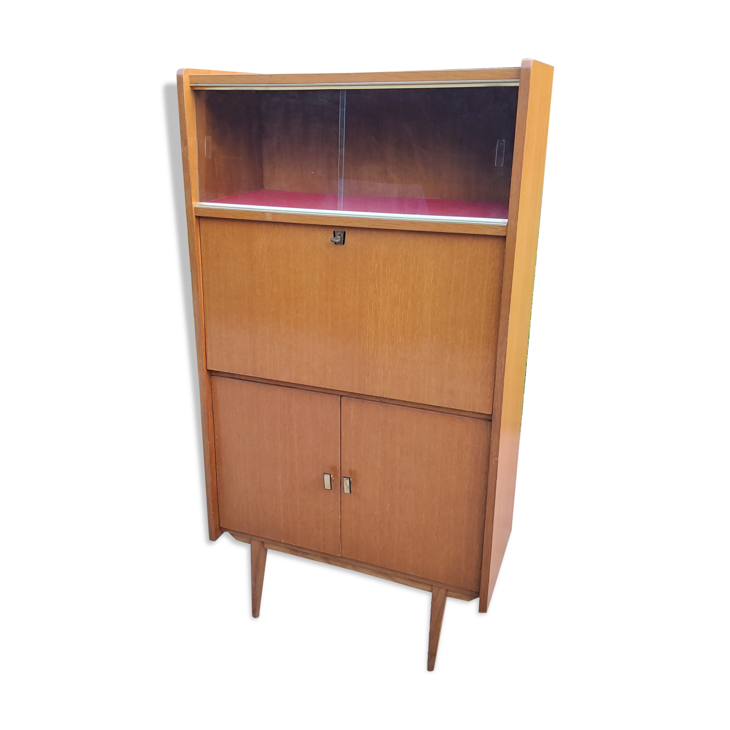 Library secretary of the 50s in blond oak compass feet