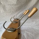 Vintage wooden wall coat rack - 3 hooks