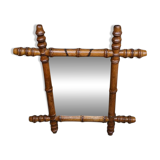 Vintage mirror with bamboo effect wood, country decor, flea market, chain