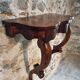 Antique French Napoleon III mahogany console table, wall table with marquetry, 19th century