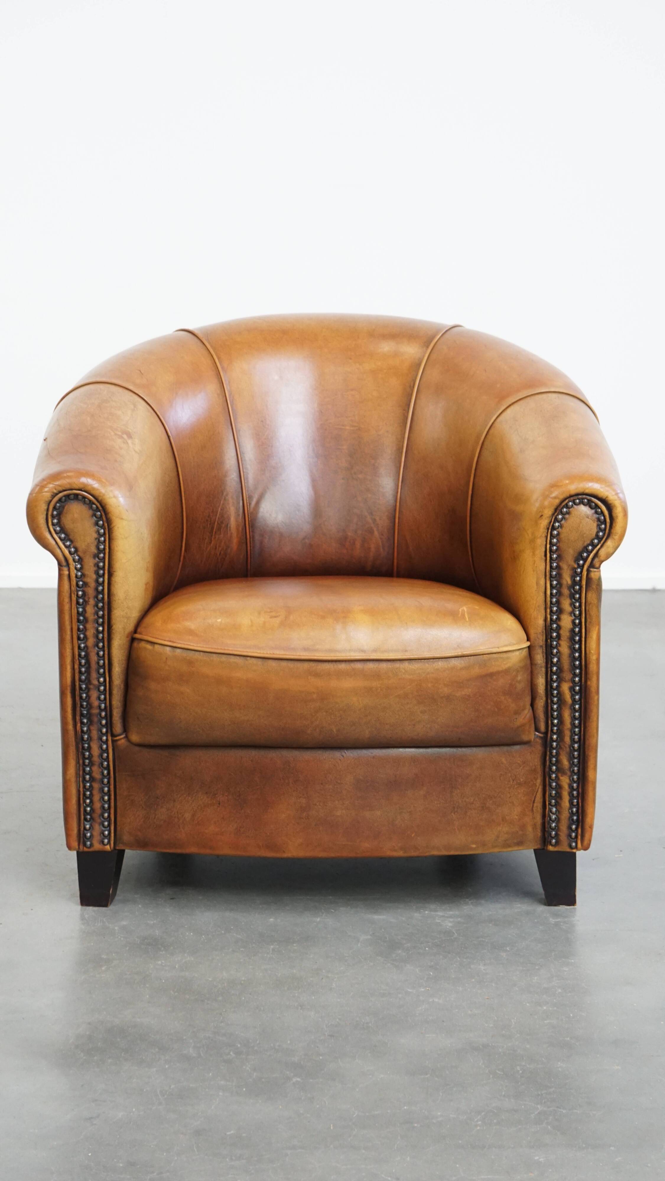 Sheepskin leather club chair
