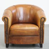 Sheepskin leather club chair