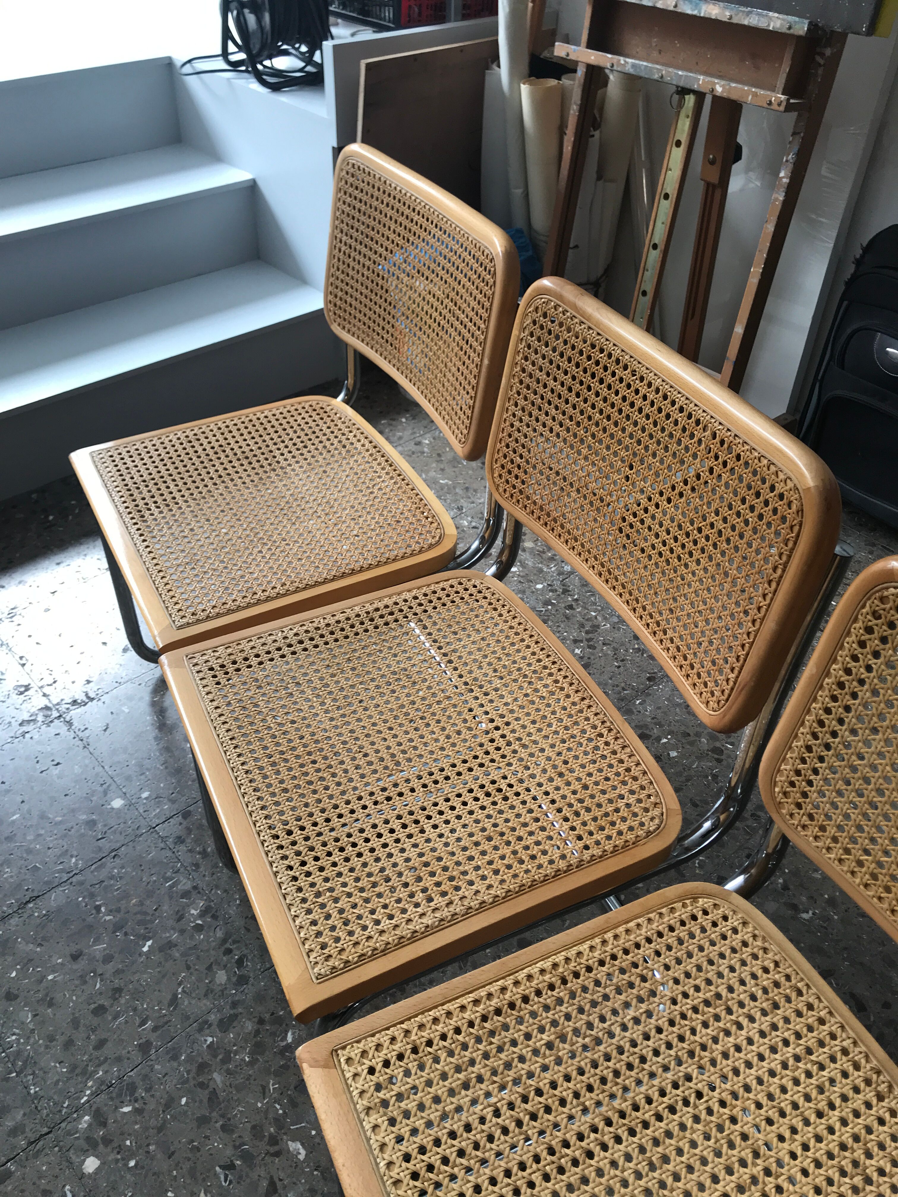 Lot de 4 chaises Cesca B32 Marcel Breuer Édition italienne