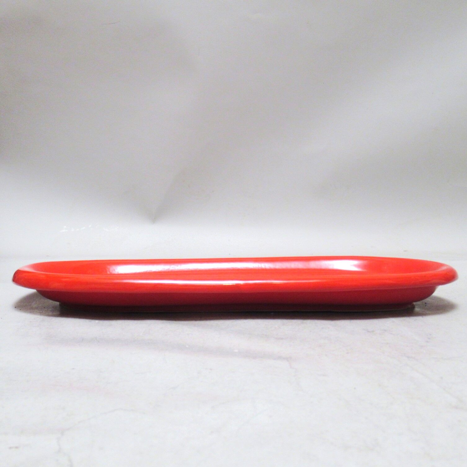 Oval red ceramic dish Italy 60s