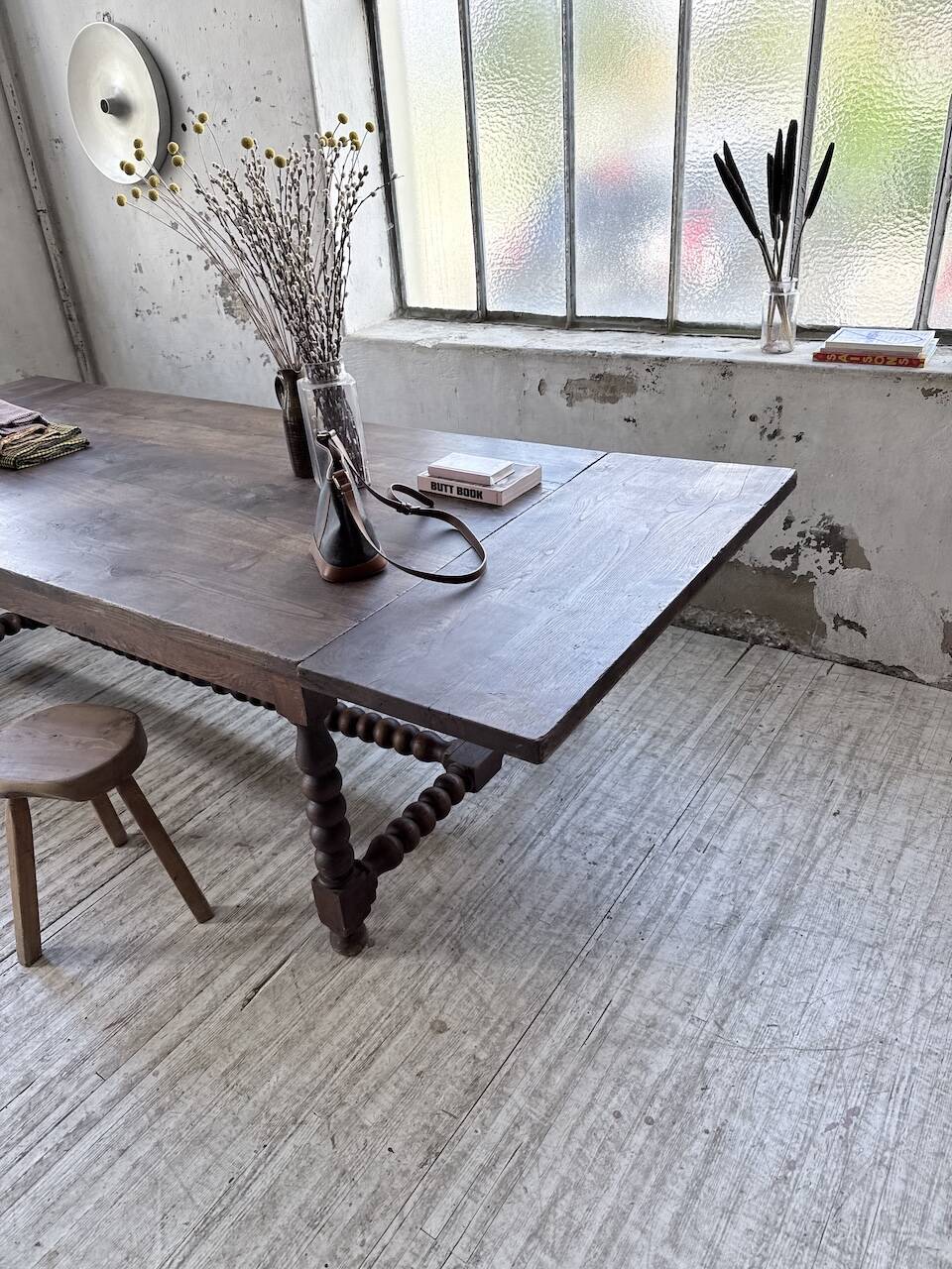 Solid oak table 1900 drapery style XL 280cm with extensions