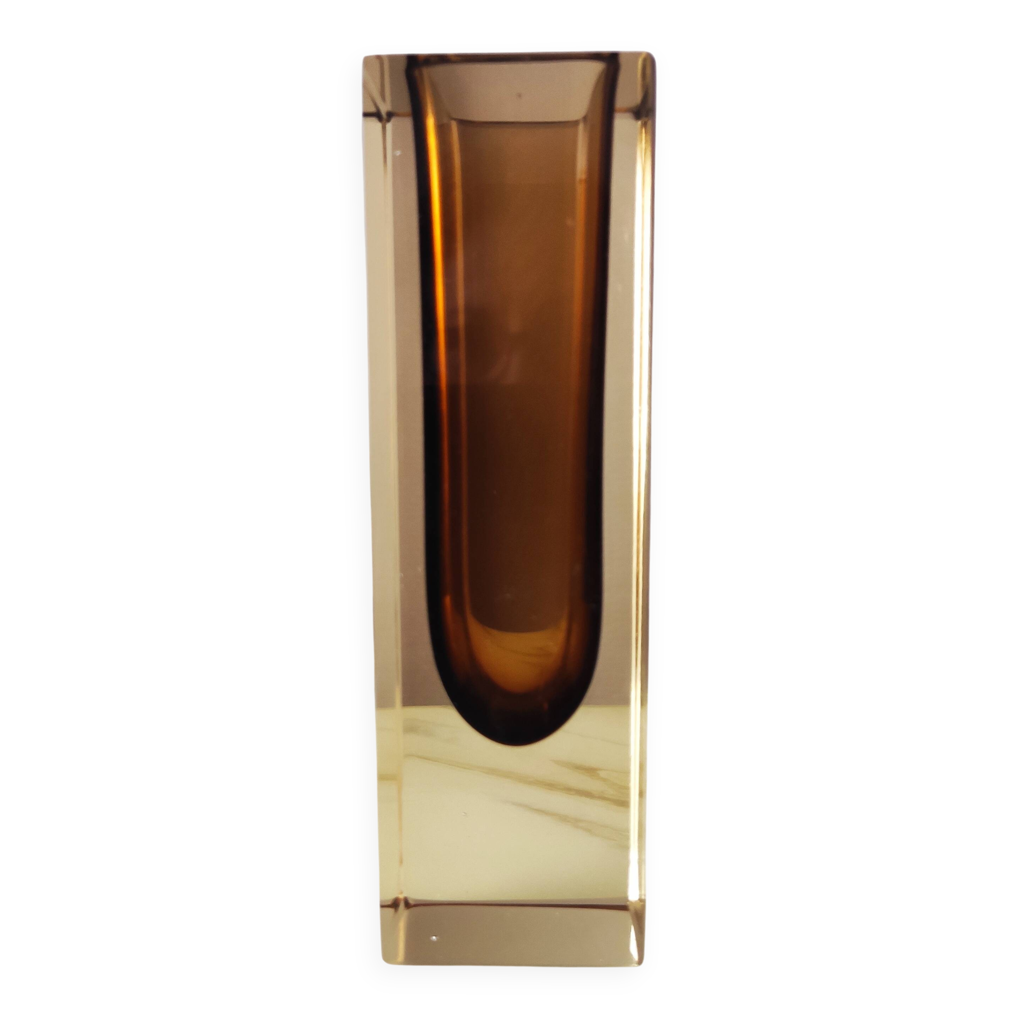 Amber Murano glass soliflore vase Sommerso 1970