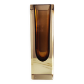 Vase soliflore ambré en verre de Murano Sommerso 1970