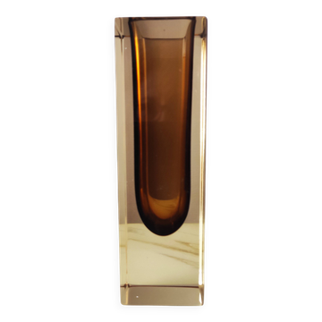 Amber Murano glass soliflore vase Sommerso 1970