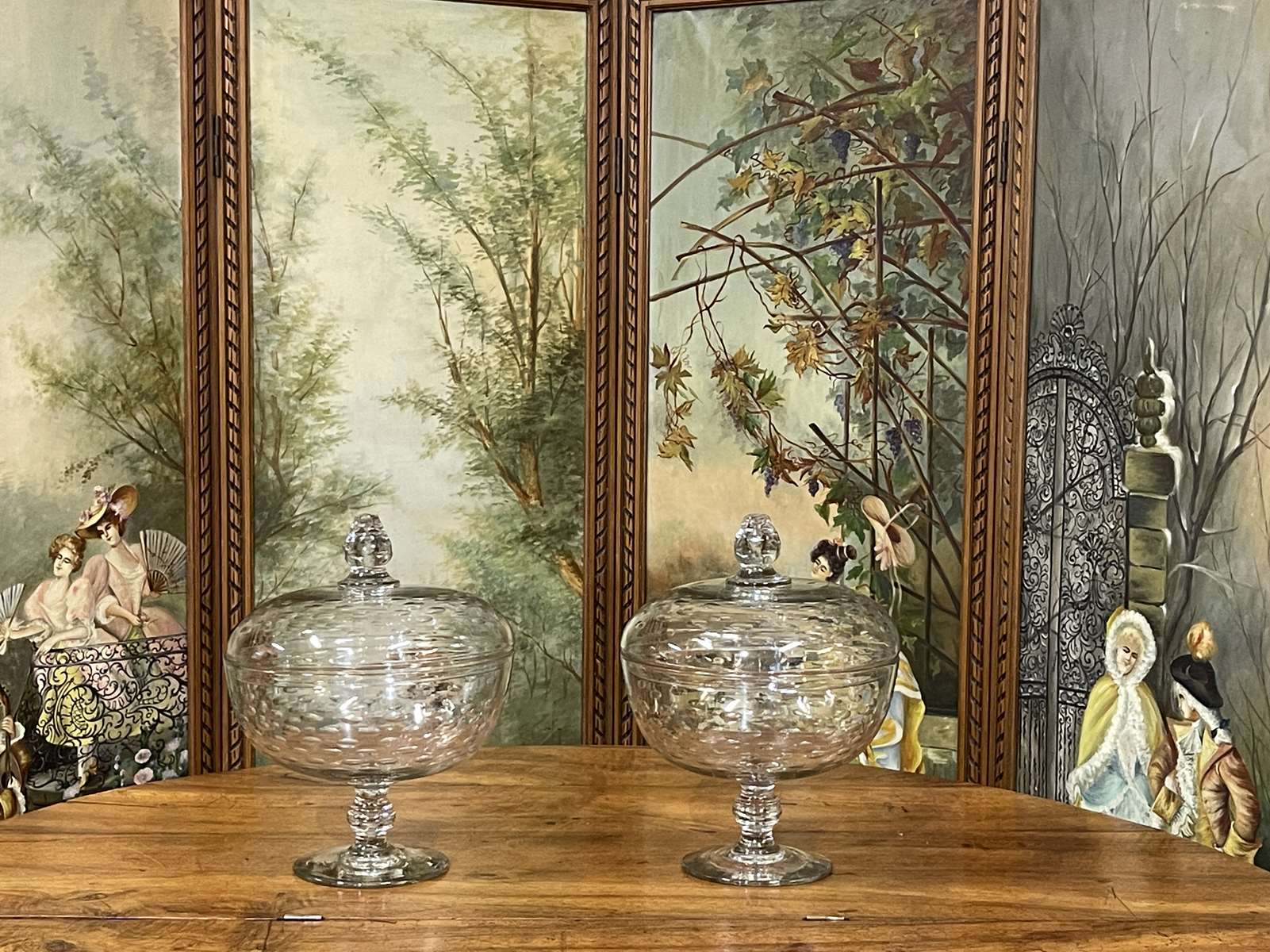 Pair of large blown glass drapes of the nineteenth century