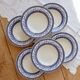 6 vintage deep plates with blue goose vichy decor