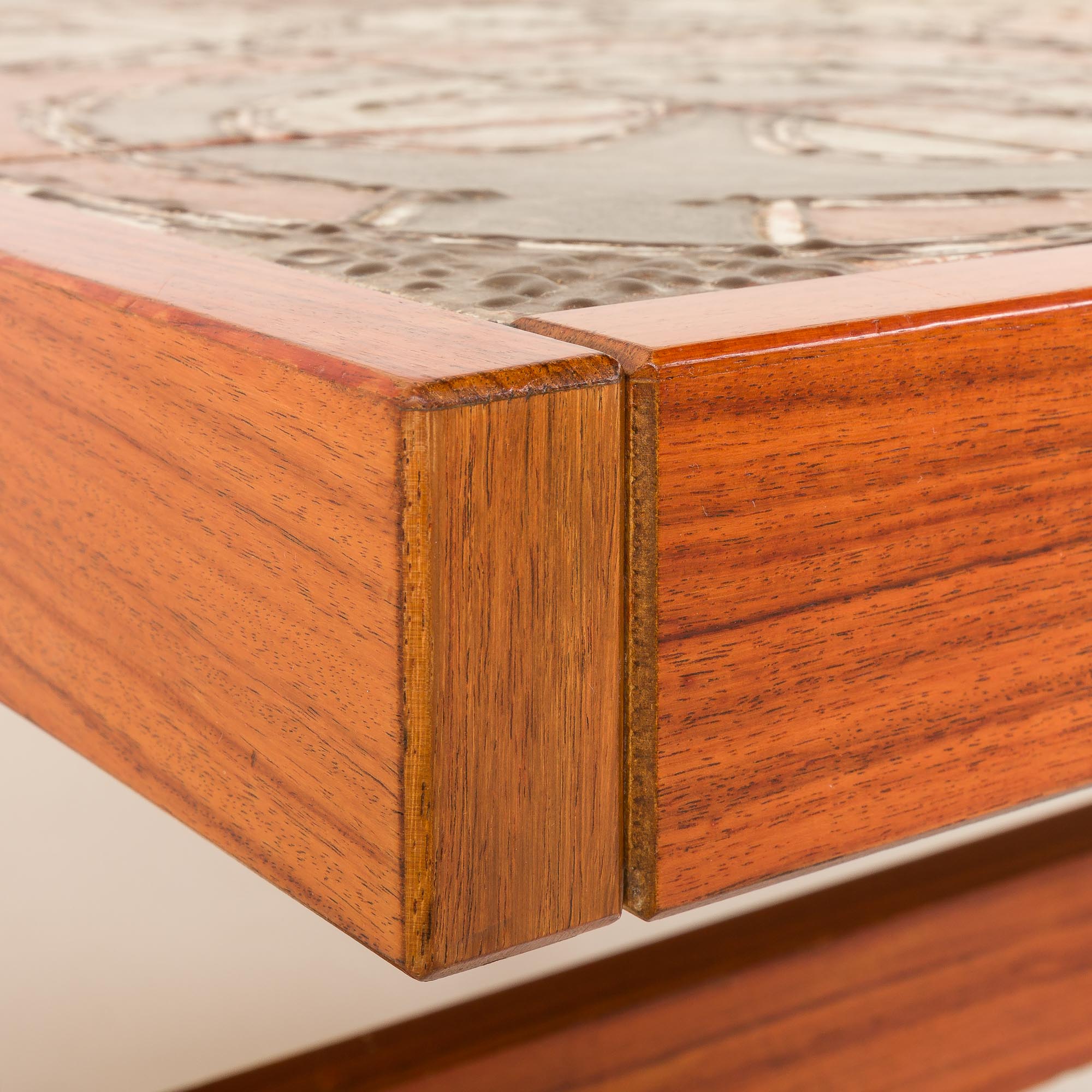 Ox Art extra large coffee table in teak and ceramic tiles, Denmark 1970s