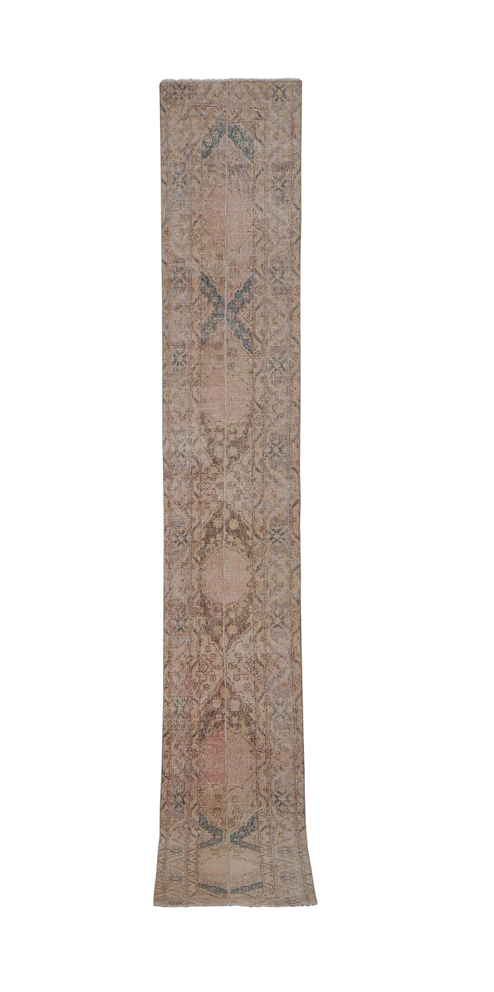 Vintage Turkish Oushak Handwoven Rug 56x396 cm