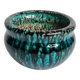 Turquoise and black glazed stoneware bowl – signed Accolay