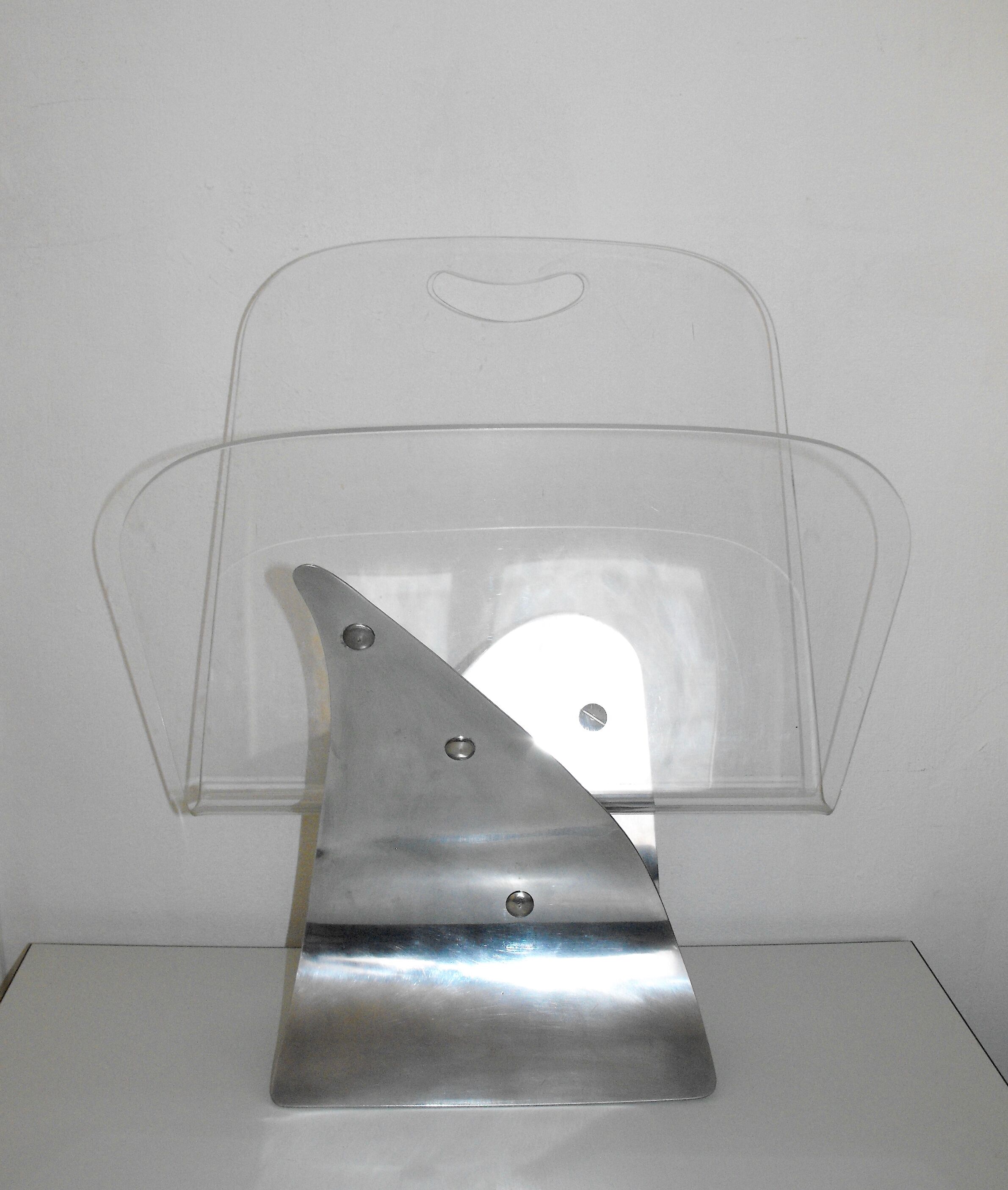 70s review holder in aluminum and plexiglas