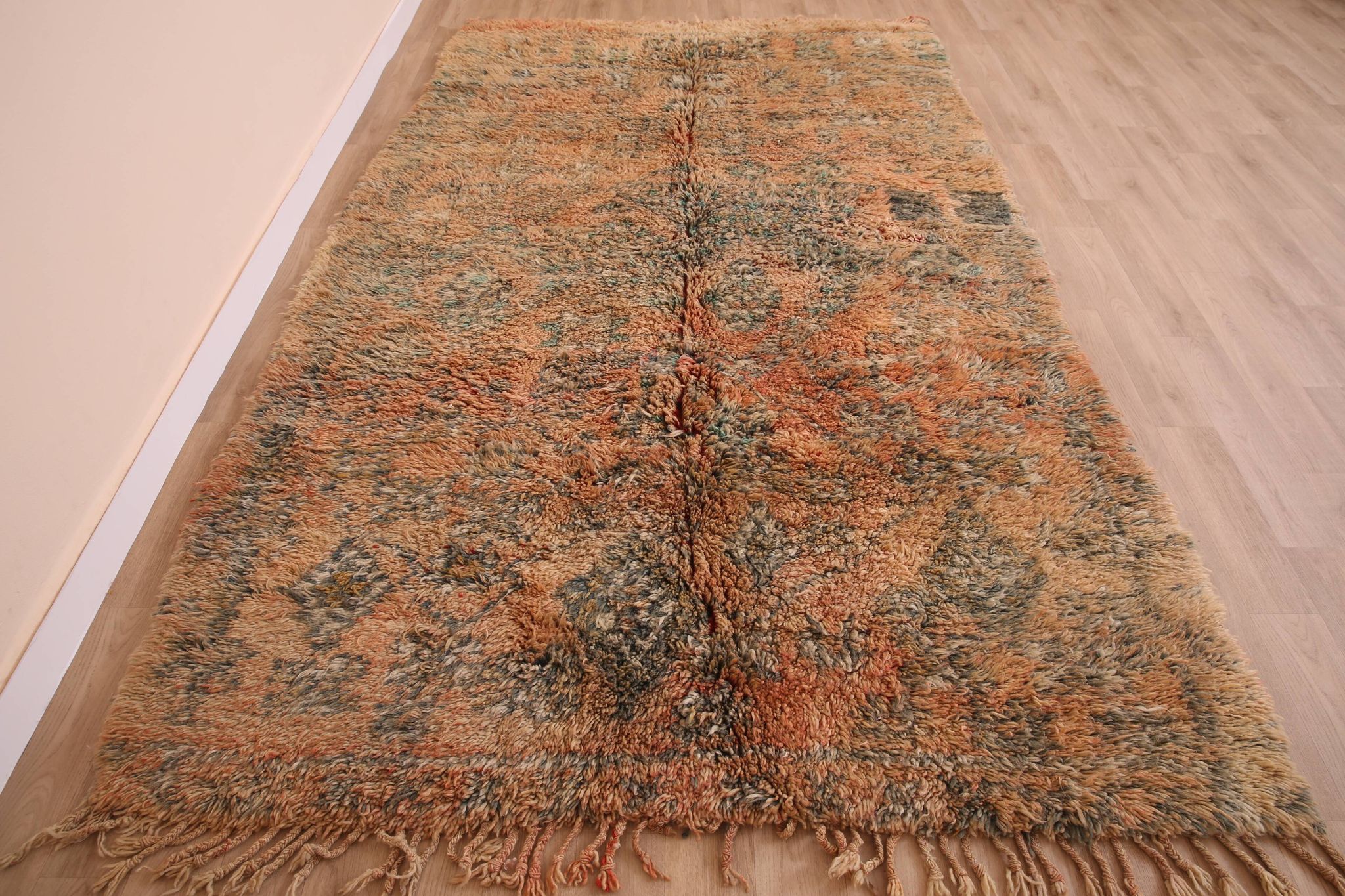 Peach Vintage Moroccan Rug 182 x 294 cm, Berber Wool Rug Handmade, Boho Rug