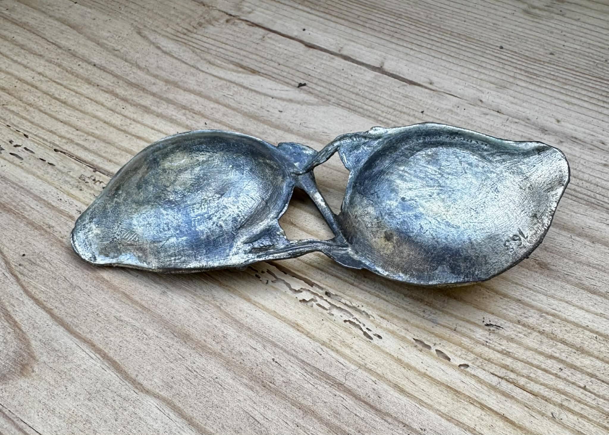 Double silvered bowl signed Derriey Art Nouveau