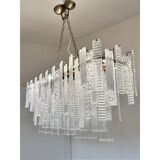 Contemporary Italian Rectangular Strip “Listelli” Murano Glass Chandelier b