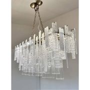 Contemporary Italian Rectangular Strip “Listelli” Murano Glass Chandelier b