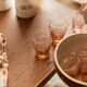Lots de 7 verres roses vintage