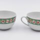 2 cups Christofle Oceana Green Ginkgo porcelain