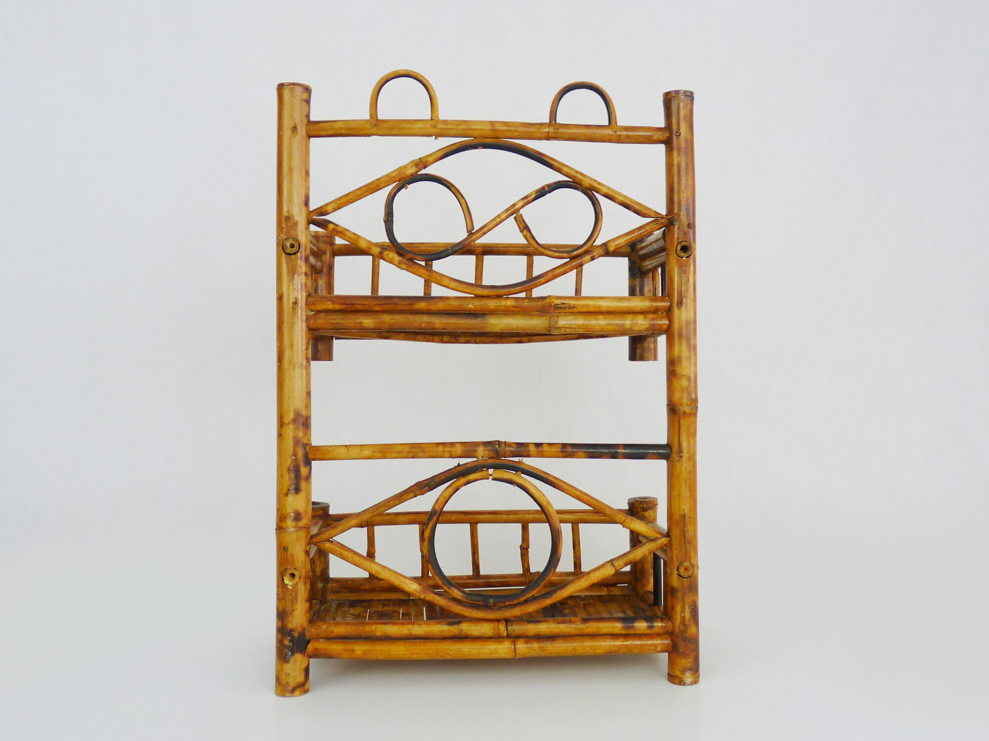 Vintage wall shelf in black bamboo, shelf or to be laid or hung. Year 70