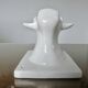 Stylized cow head in white ceramic, wall decoration from the 80s