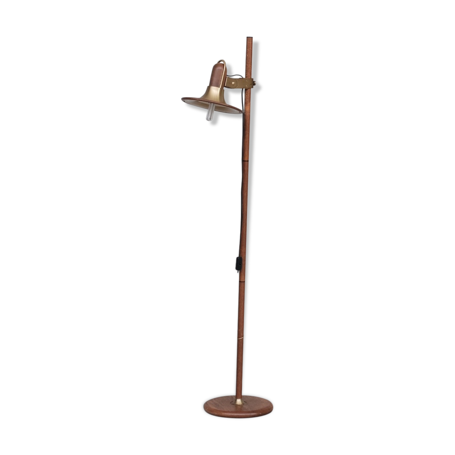 Brass and Teak Mid-Century French Floor Lamp