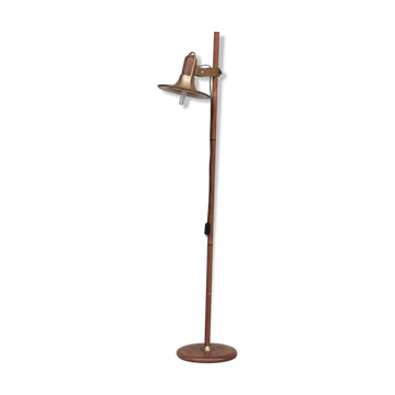 Brass and Teak Mid-Century French Floor Lamp