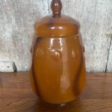 Antique Orange Marbled Glass Jar Pot + Vintage Kitchen Lid #B721