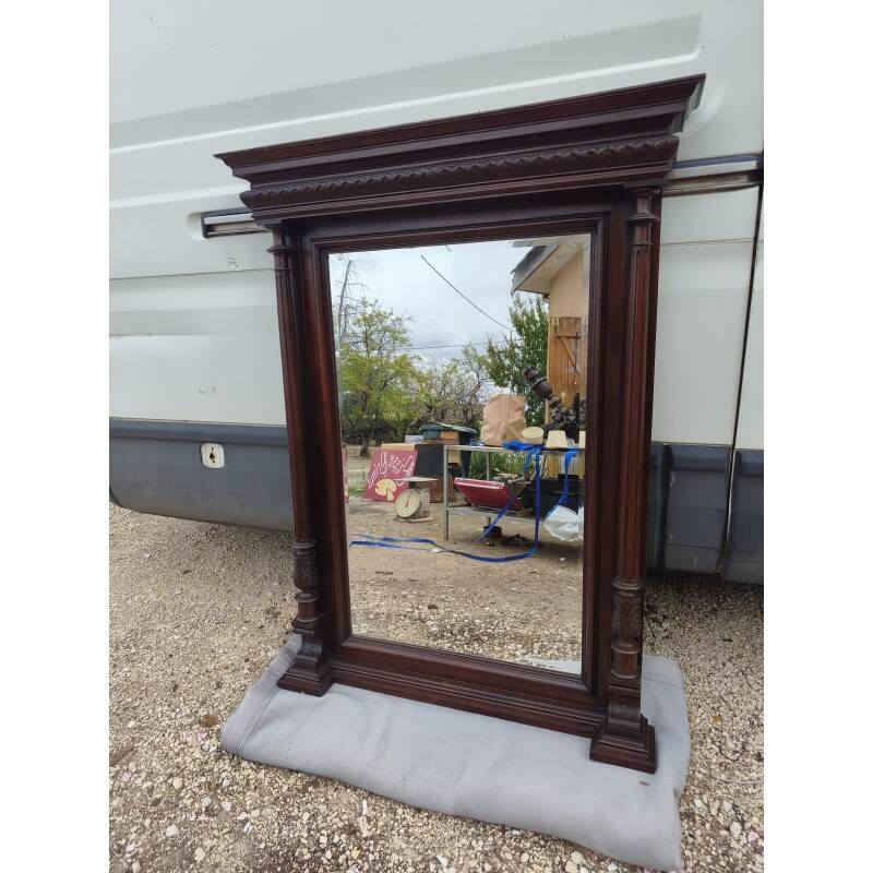 19th-century oak mirror, bevelled