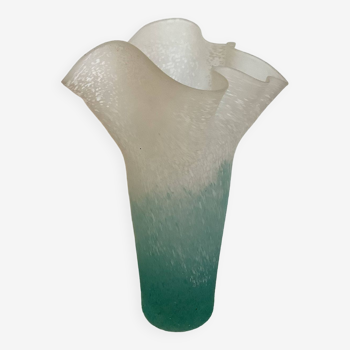 Vase mouchoir pâte de verre bicolore