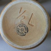 4 mugs Salins France, grès et émail vert