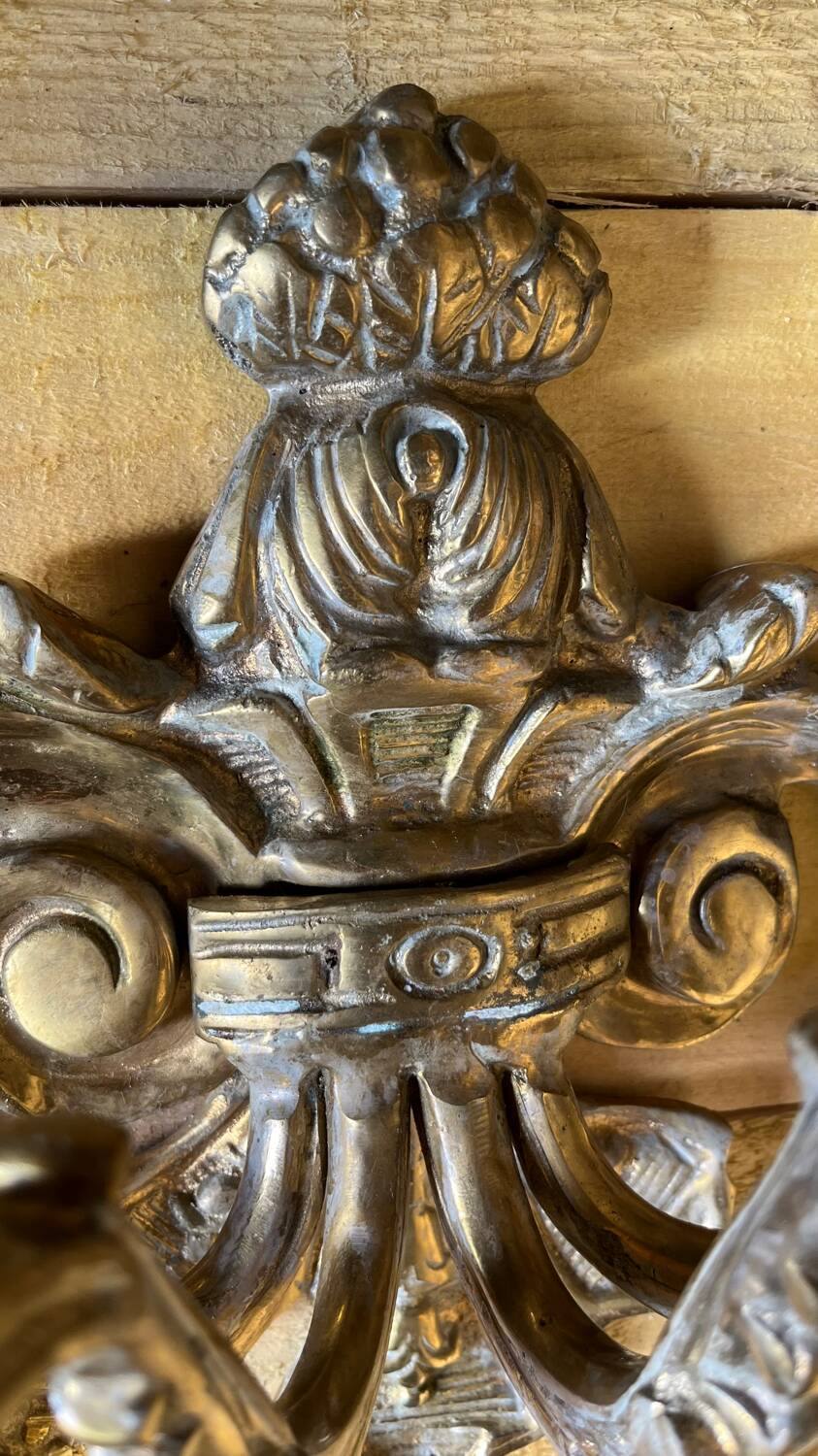 Pair of LXV style gilt bronze wall lights