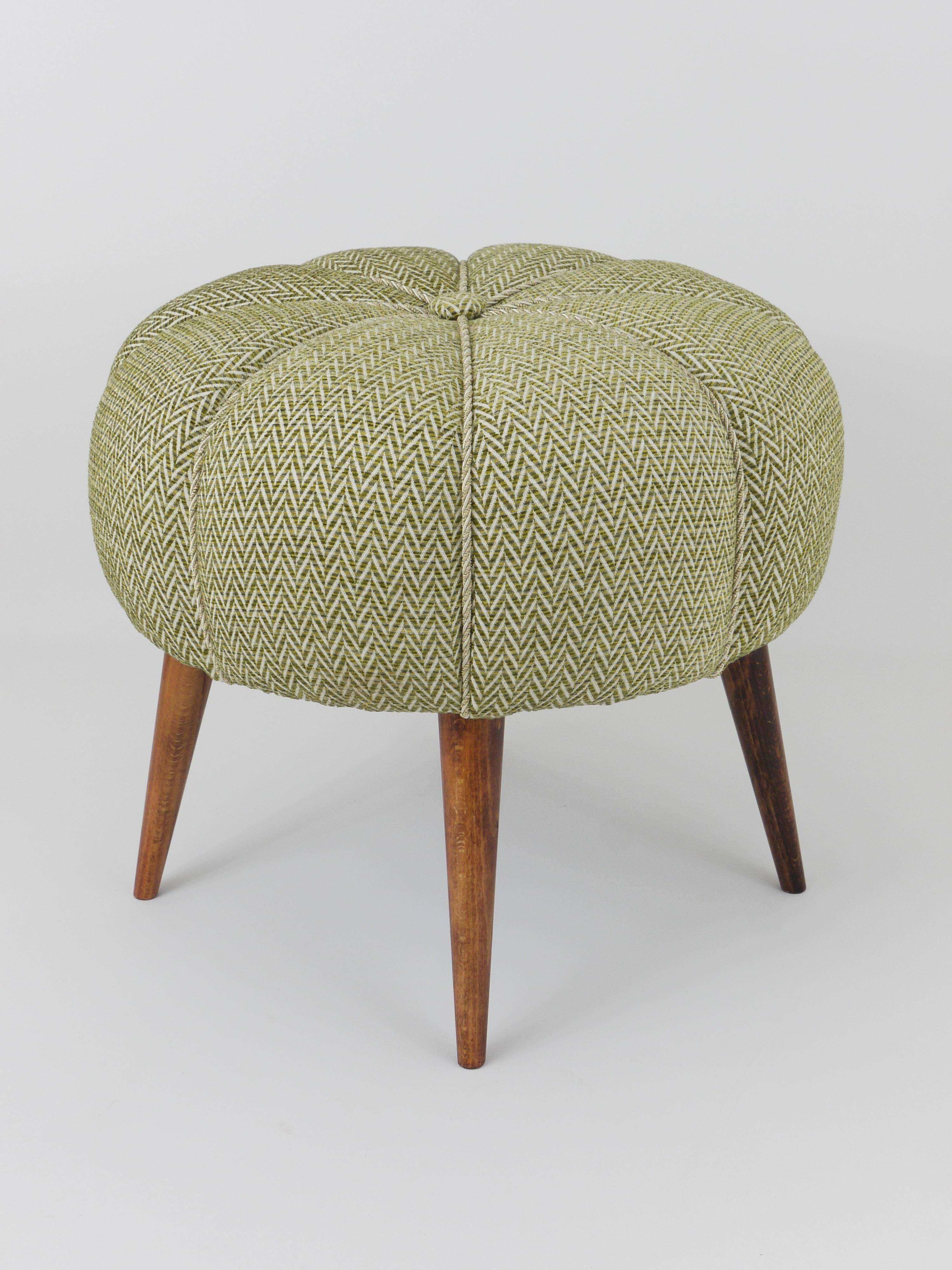 Up to Six Charming Zigzag Midcentury Stools, Pouf, Ottoman, Footstools, 1950s