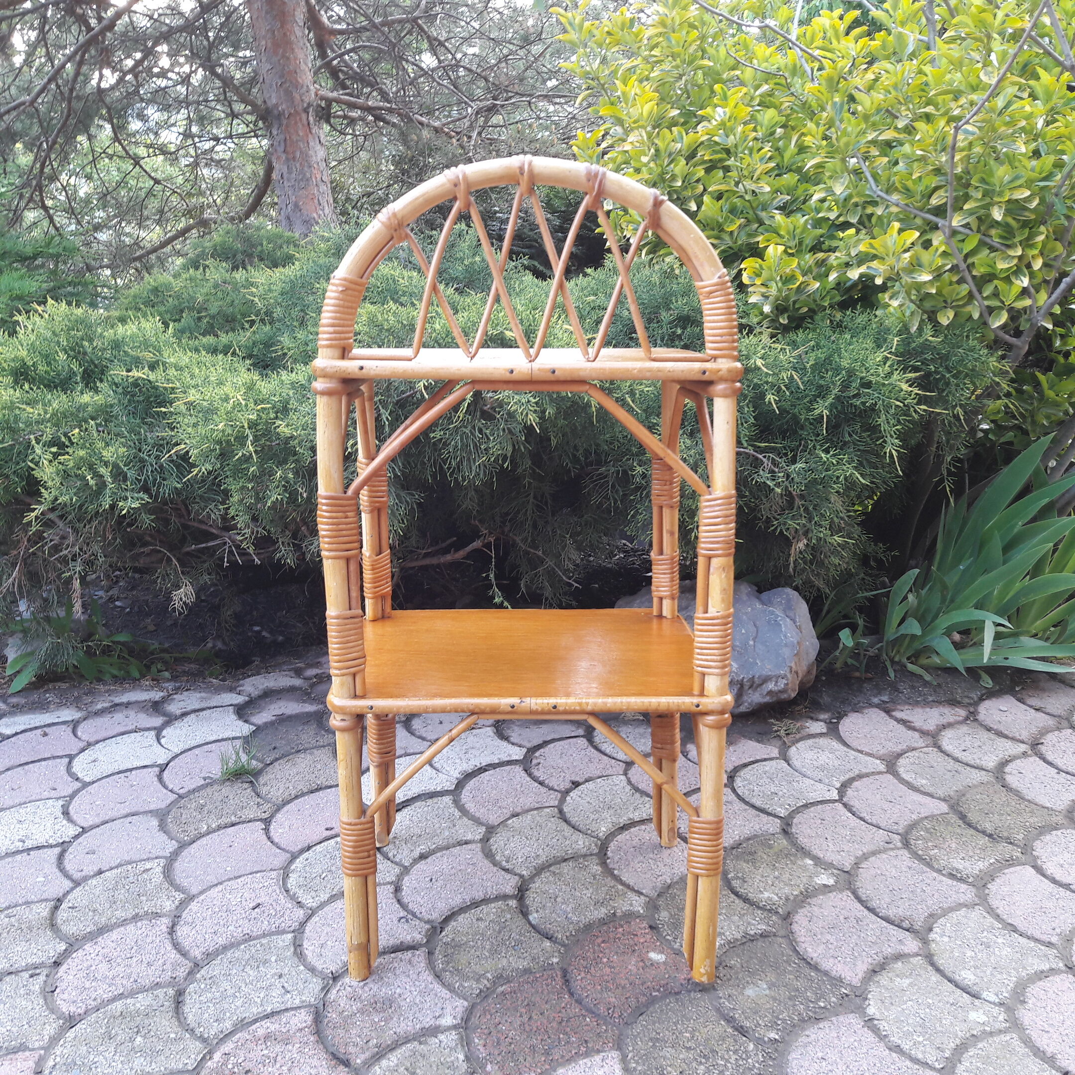 Nightstand wood and rattan