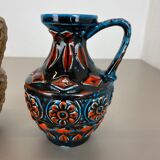 Set of 2 Multi-Color Fat Lava Op Art Pottery Vase by Bay Ceramics Germany, 1960s