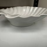 Vintage shell-shaped white earthenware dish d 27 cm / h 7 cm