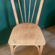 Pair of vintage bistro chairs with slats in beech (1960) - Style