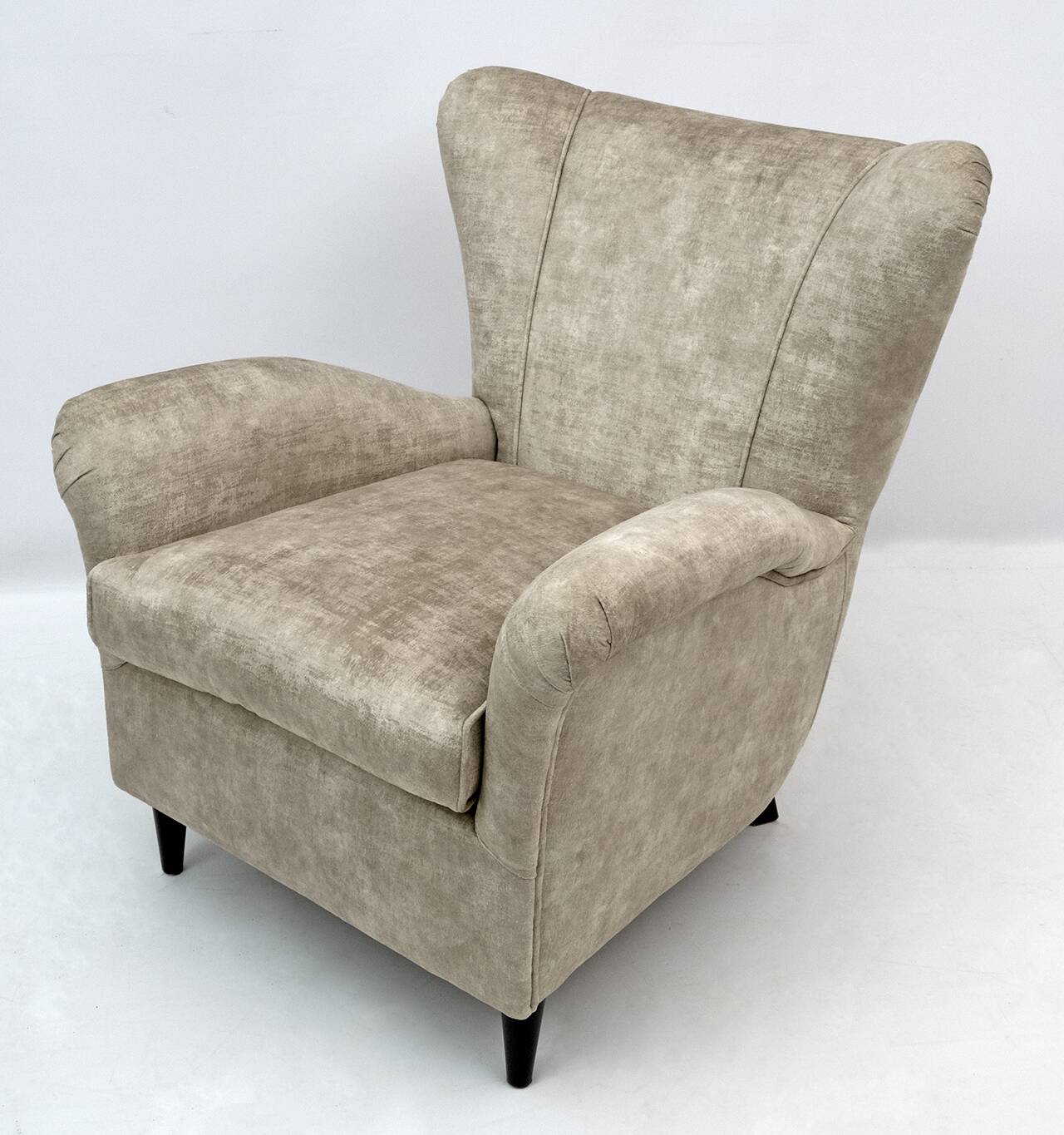 Attributed Gio Ponti Mid-Century Modern Italian Velvet Armchairs for ISA