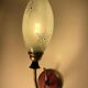 Vintage Mid Century Space Age brass & green opaline wall light Lunel