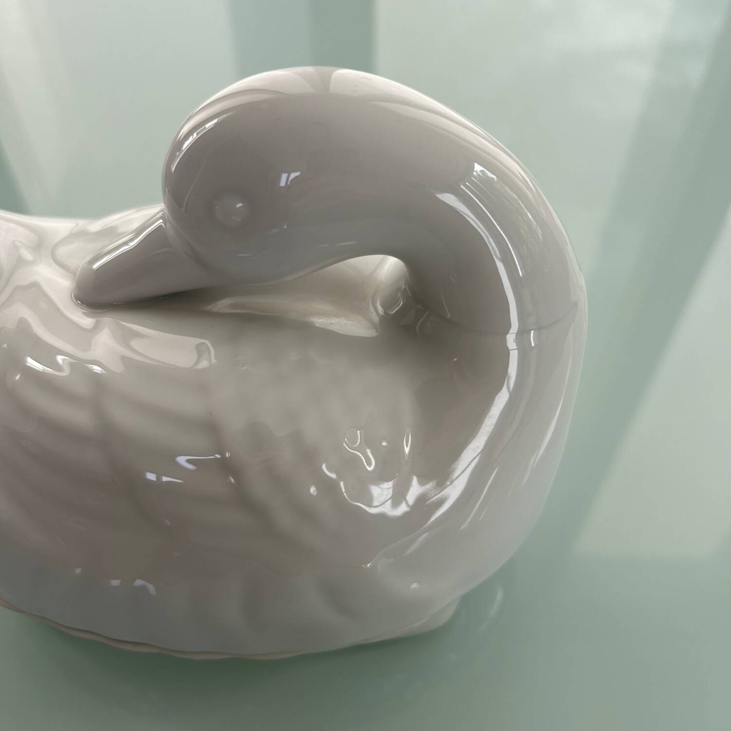 Porcelain swan butter dish