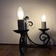 Vintage black wrought iron wall sconce with 2 lights – 1950s/60s
