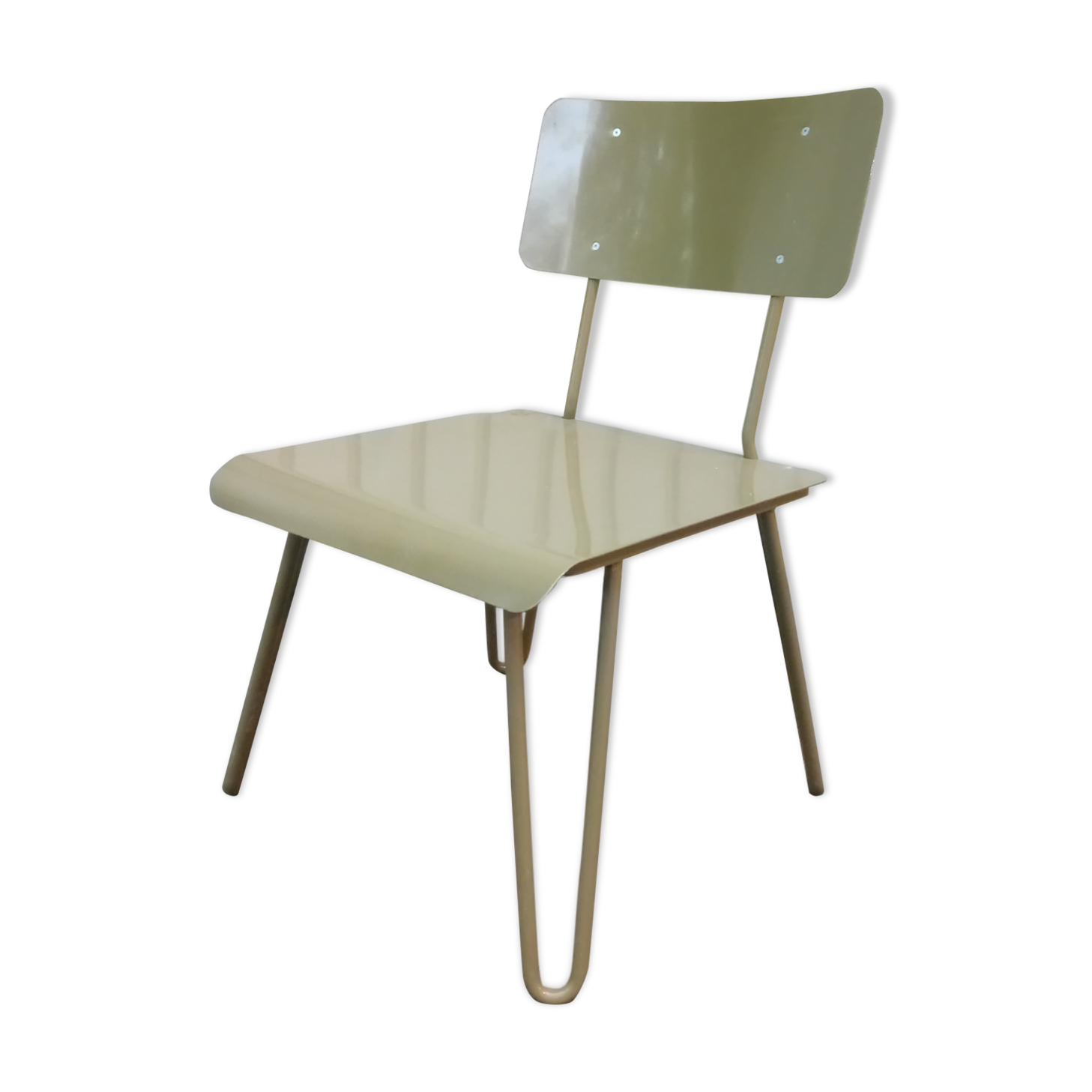 Industrial military Workshop Chair metal lacquered years 60 vintage