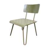 Chaise industrielle d'atelier militaire métal laqué des années 60 vintage