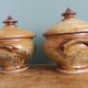 Soup bowls covered signed by Jean-Pierre Prud’homme in Puisaye stoneware.